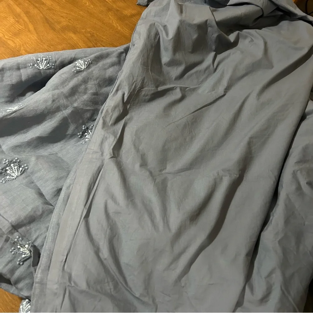 Blue/Gray Embroidered Cotton Duvet Cover